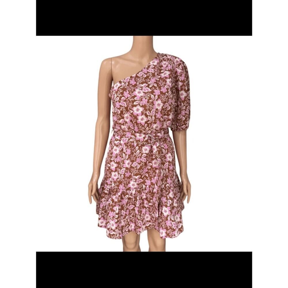 Jason Wu Pink Floral One-Shoulder Puff-Sleeve Dress